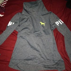 Pink stretchy turtleneck sweatshirt